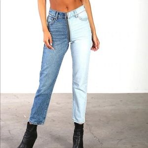 REVICE Two-Tone High Rise Jeans